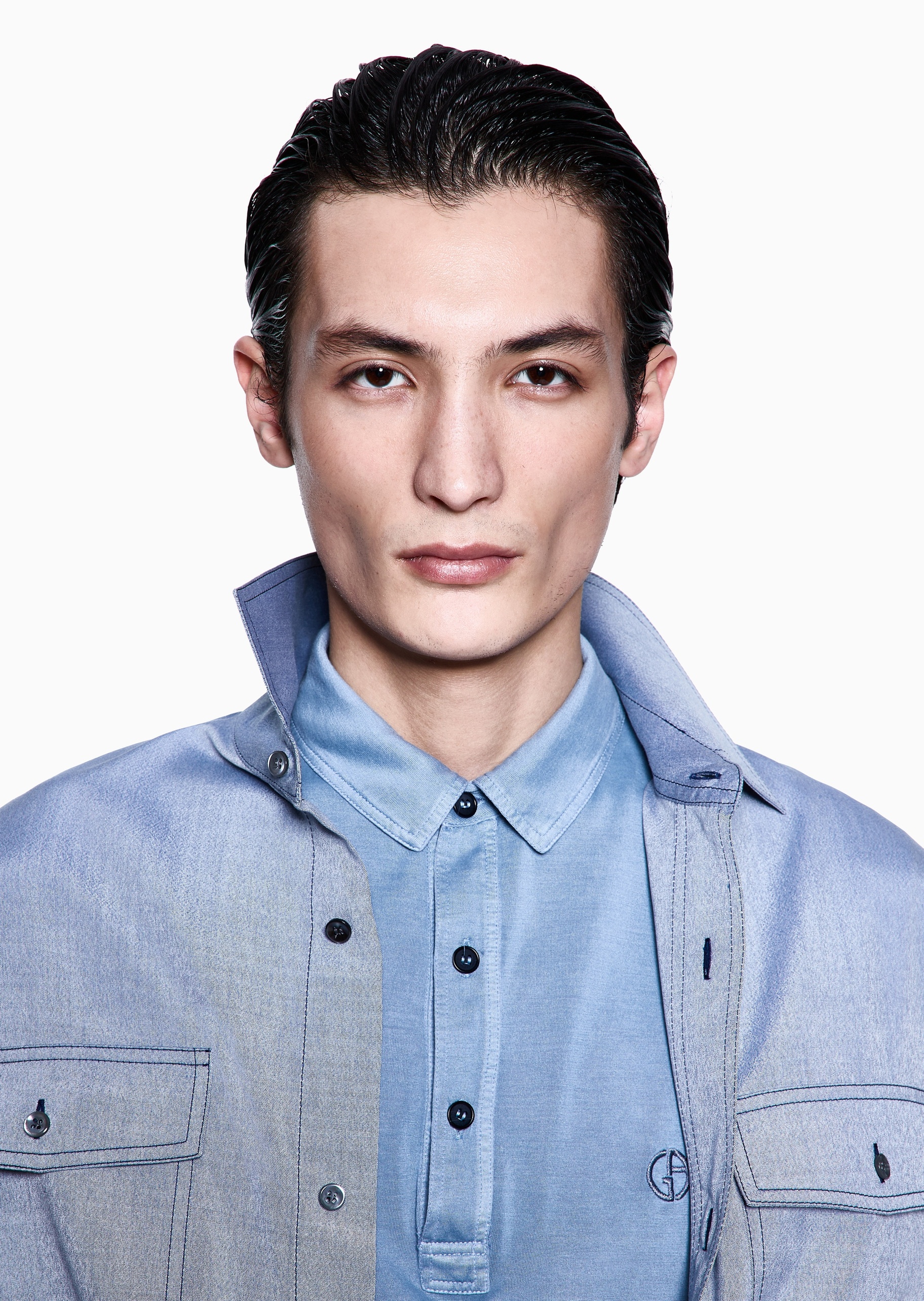 Giorgio Armani 男士桑蚕丝混纺短袖翻领Polo衫