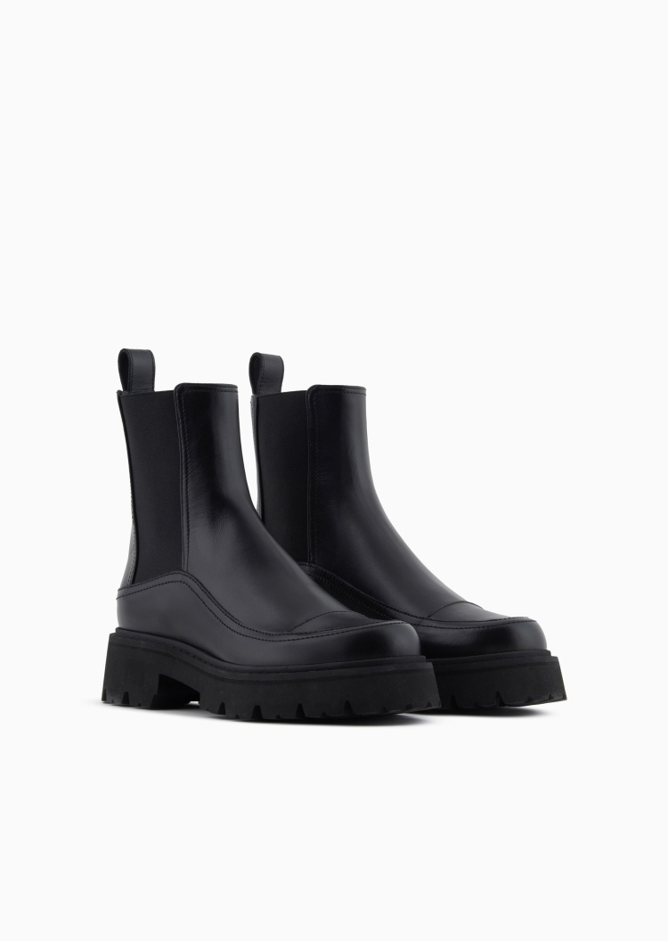 Emporio Armani 女士秀场同款牛皮革商务通勤休闲皮鞋靴子