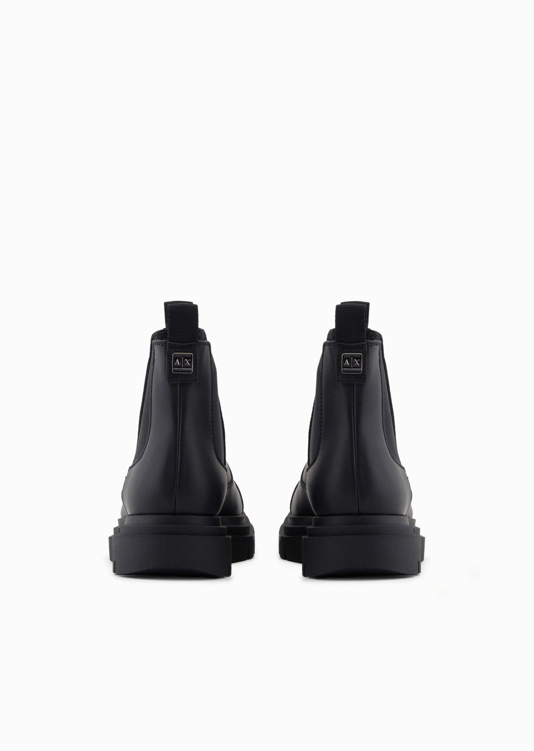 ARMANI EXCHANGE 男士松紧袢带短筒圆头字母标识时尚靴子