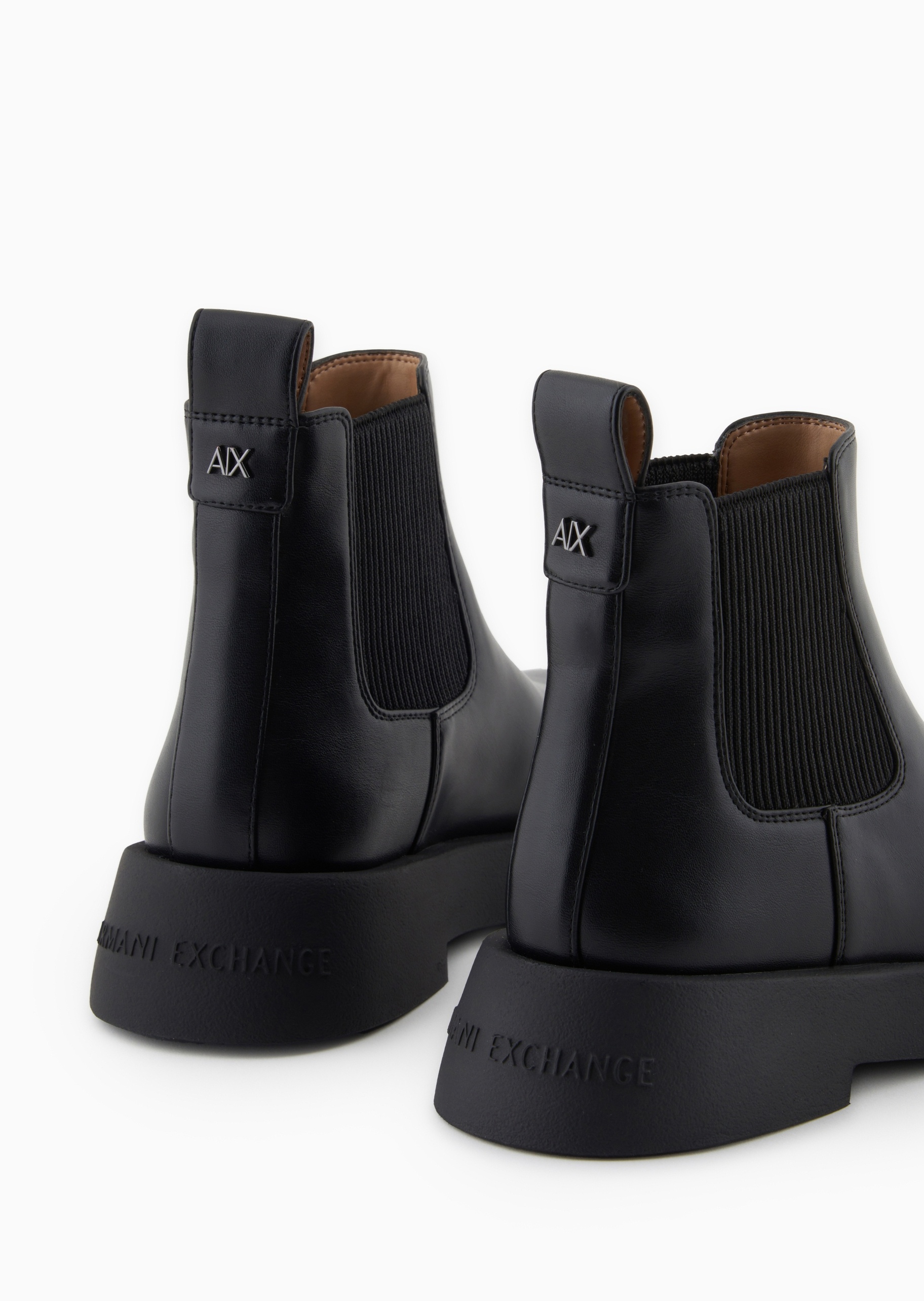 ARMANI EXCHANGE 女士松紧袢带短筒圆头字母标识靴子