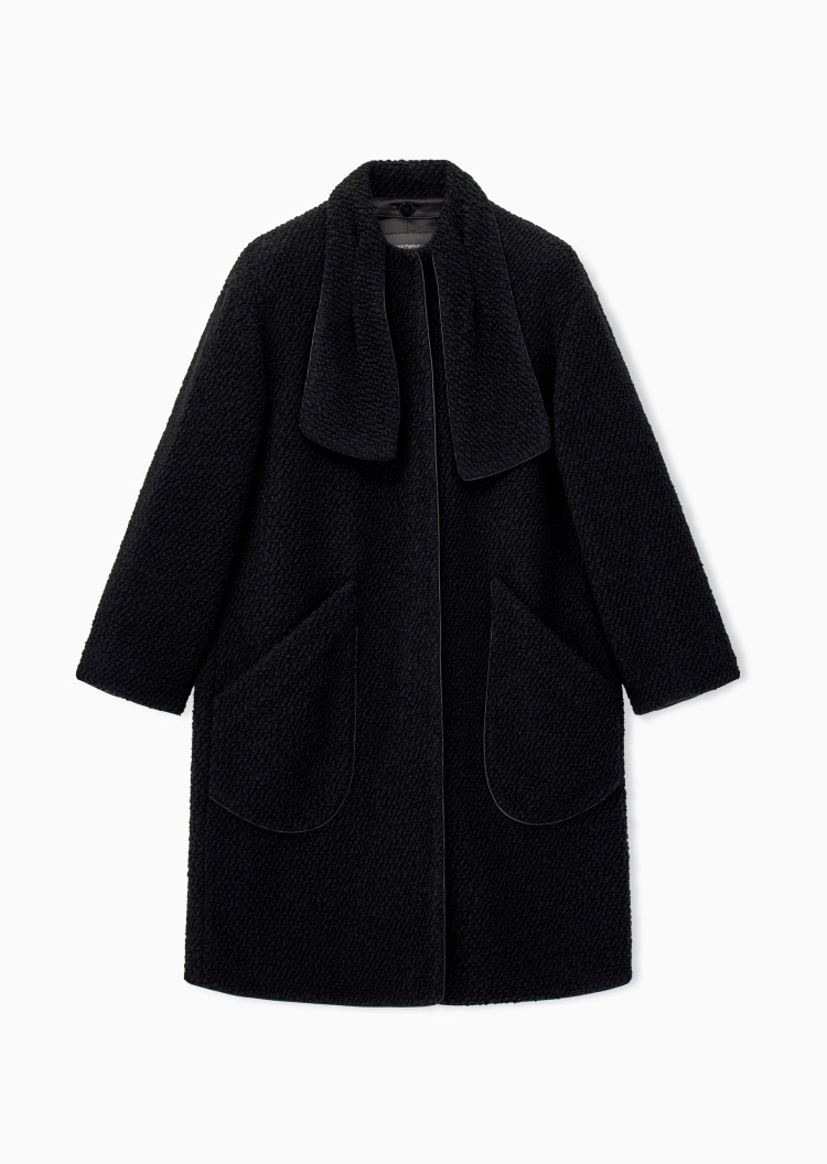 Emporio Armani 女士长袖中长款披肩领落肩休闲大衣
