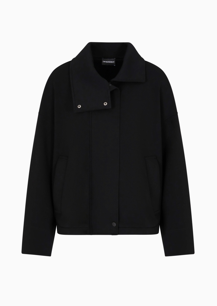Emporio Armani 女士宽松长袖按扣翻领落肩休闲廓形夹克