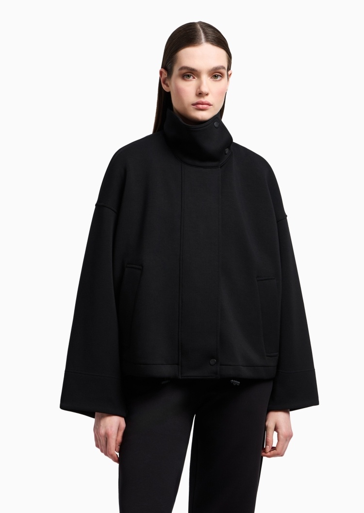 Emporio Armani 女士宽松长袖按扣翻领落肩休闲廓形夹克