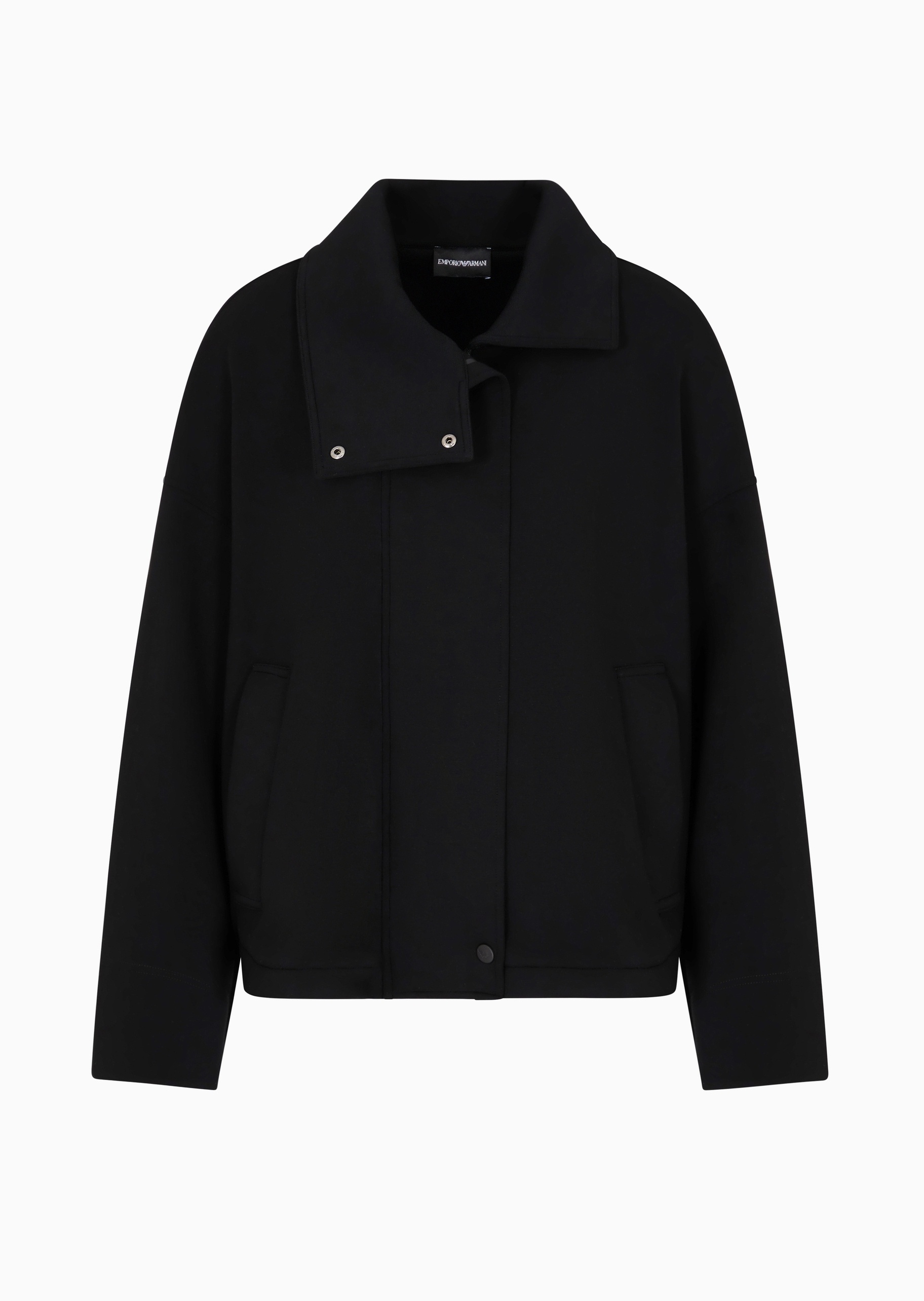 Emporio Armani 女士宽松长袖按扣翻领落肩休闲廓形夹克