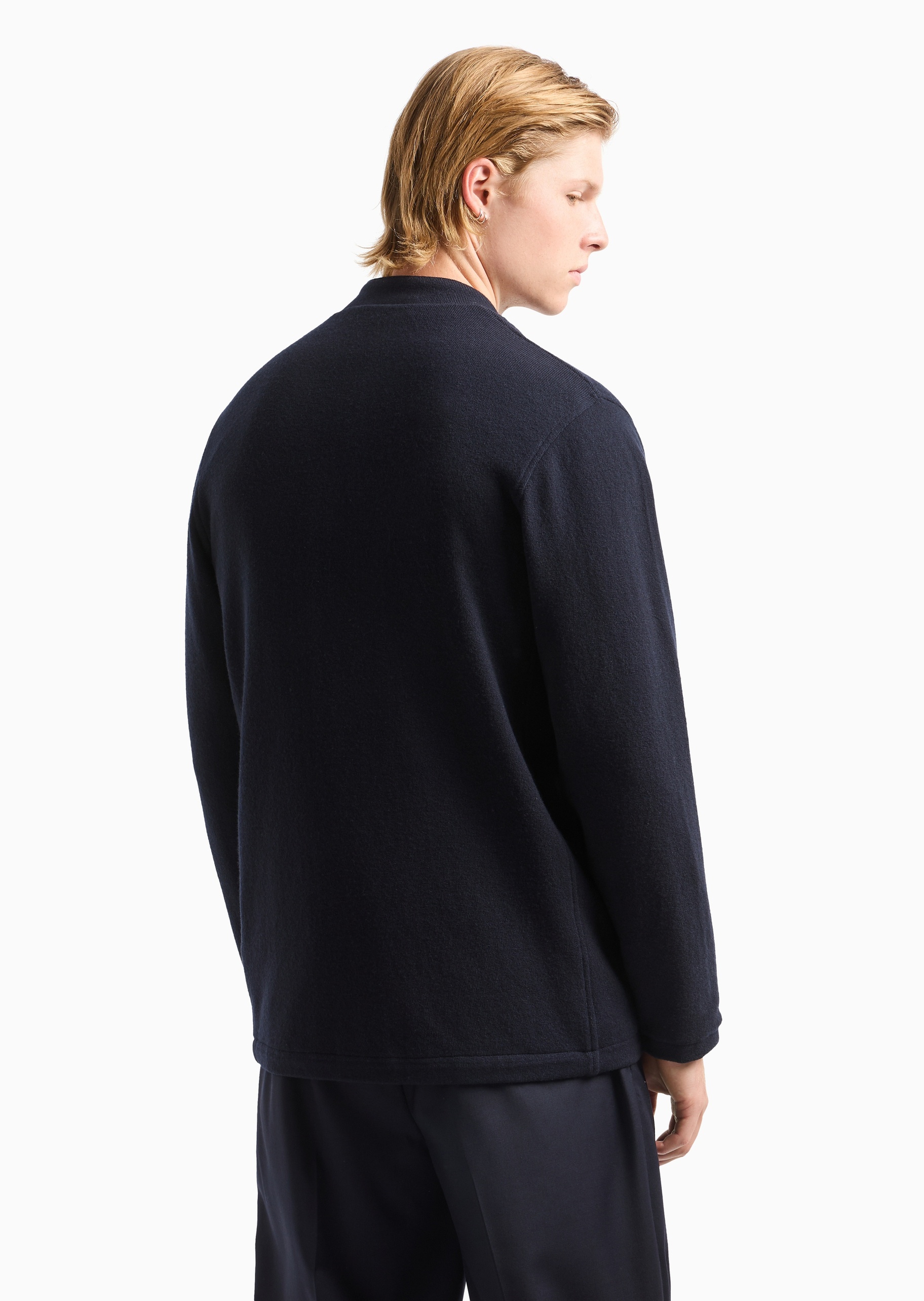 Emporio Armani 男士绵羊毛长袖小立领单排扣休闲西装外套