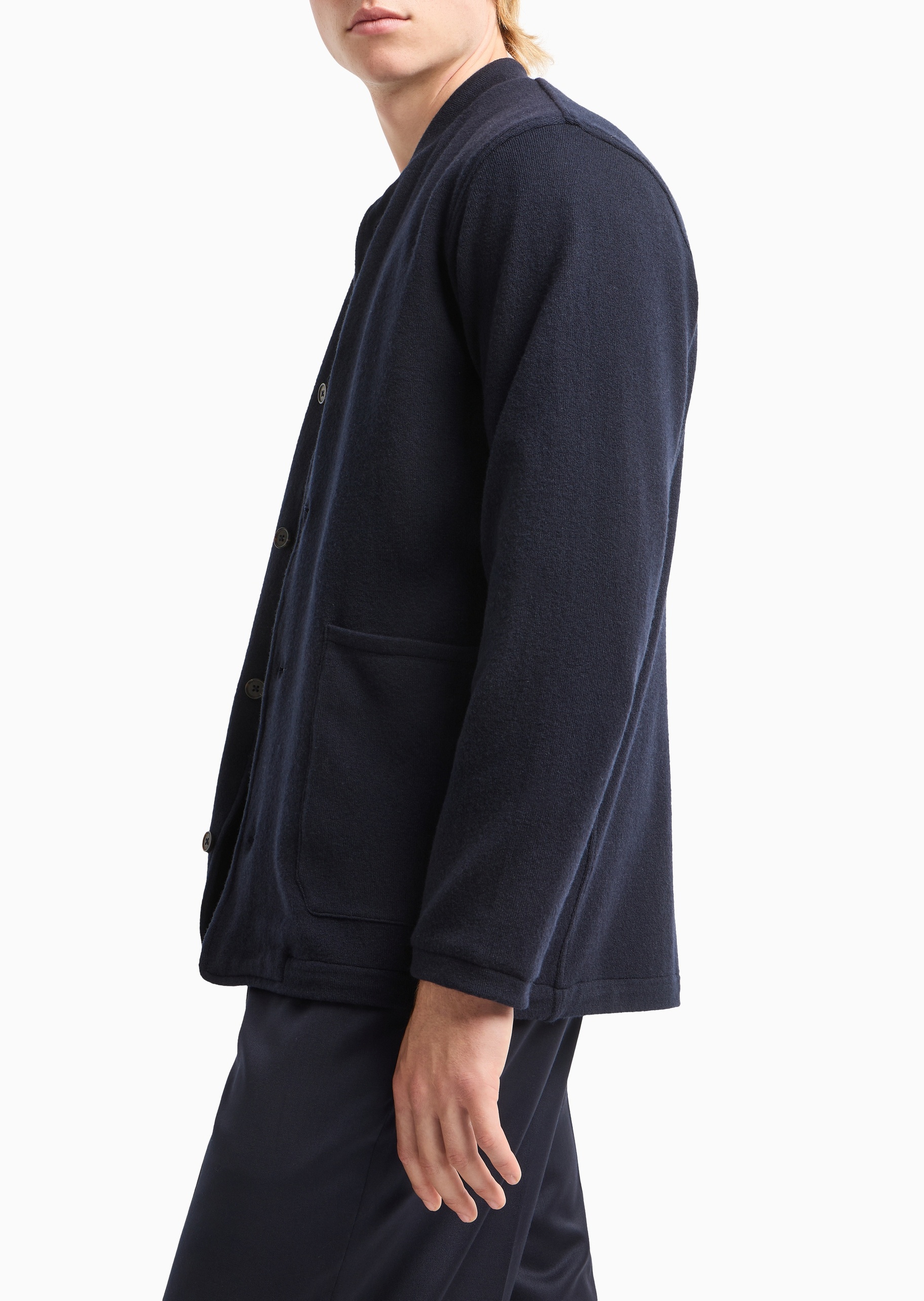 Emporio Armani 男士绵羊毛长袖小立领单排扣休闲西装外套