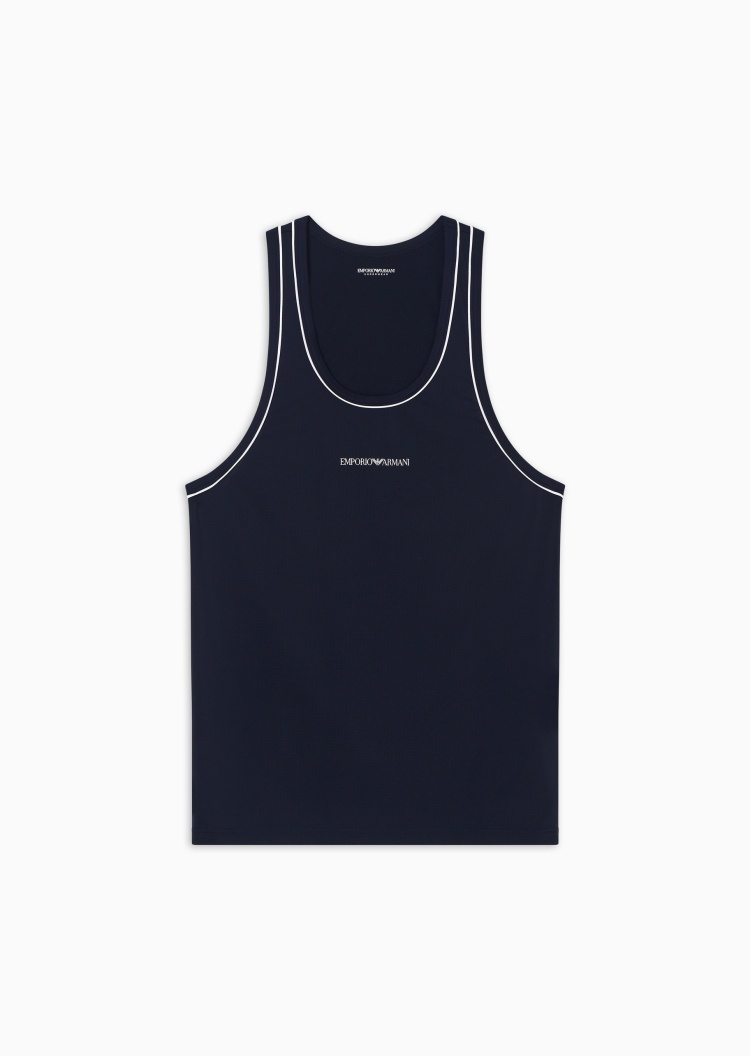 Emporio Armani 男士弹力无袖圆领撞色印花家居背心