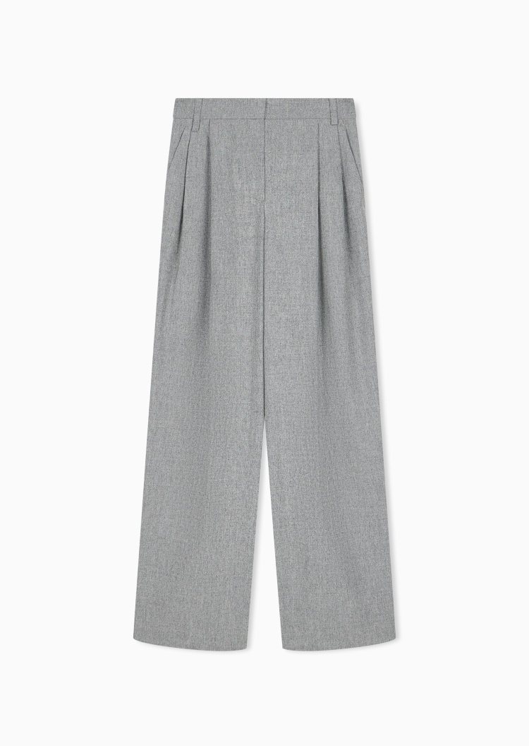 Emporio Armani 女士微弹宽松长款阔腿商务休闲裤