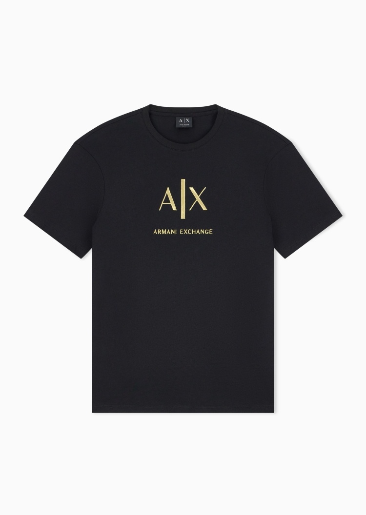 ARMANI EXCHANGE 男士纯棉合身短袖圆领撞色刺绣T恤