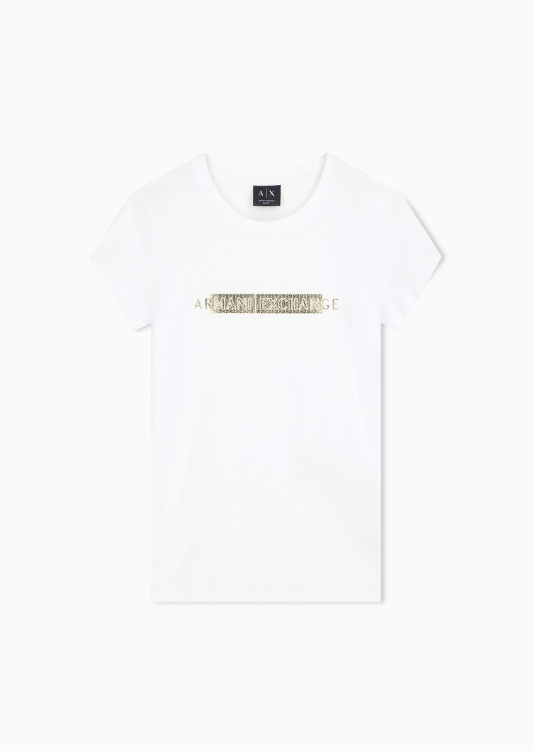 ARMANI EXCHANGE 女士弹力修身短袖圆领复古休闲T恤