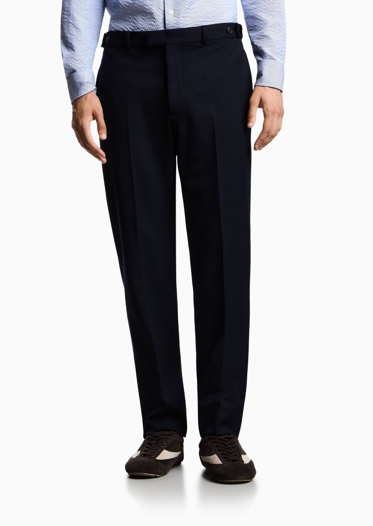 Emporio Armani 男士长款直筒商务老钱风纯色休闲裤