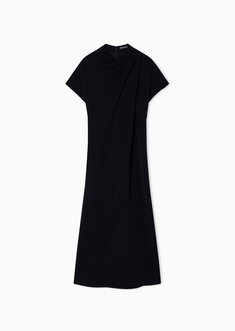 Emporio Armani 女士短袖长款立领纯色优雅连衣裙