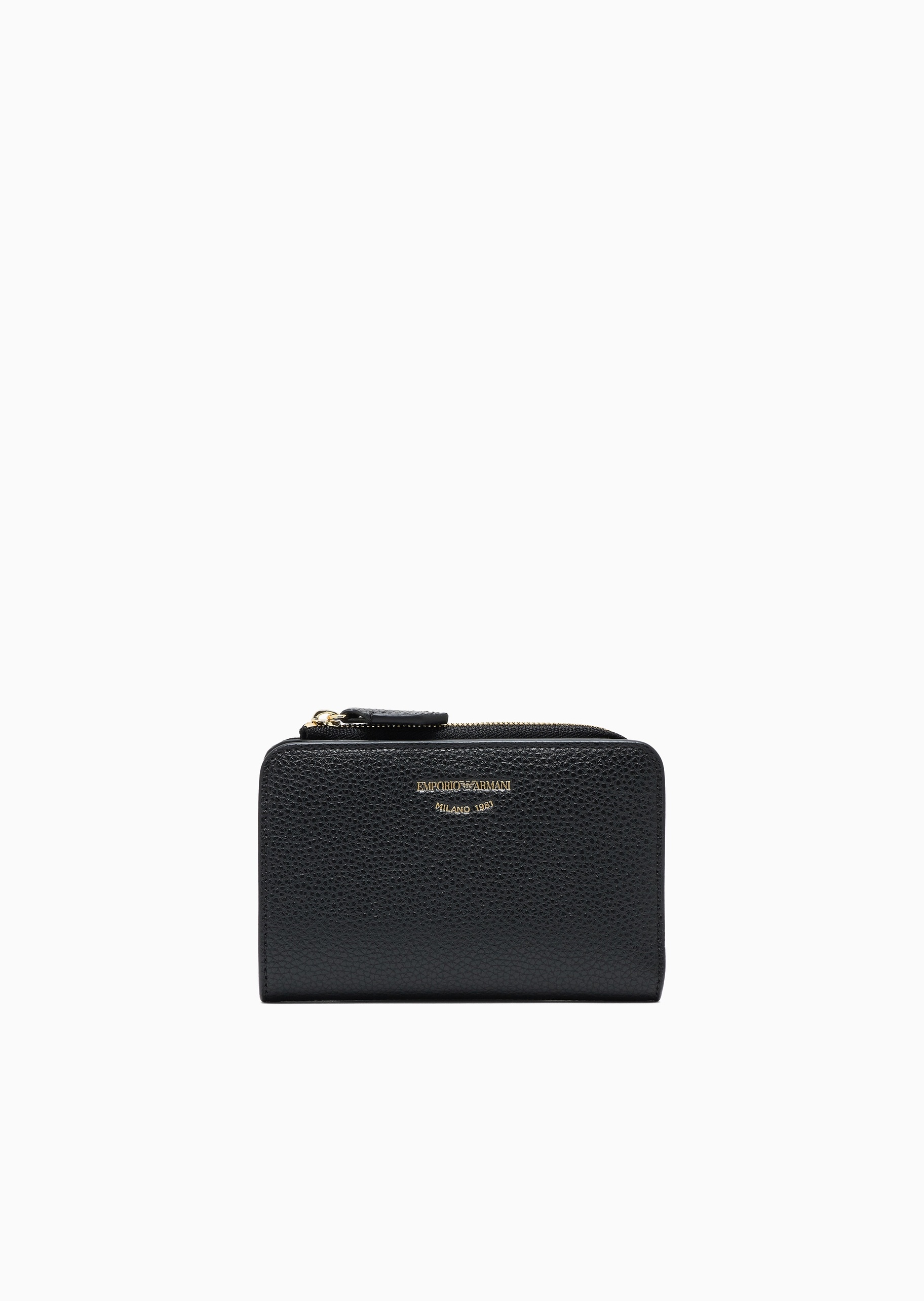 Emporio Armani 女士按扣双折多卡位鹿皮纹手拿钱包