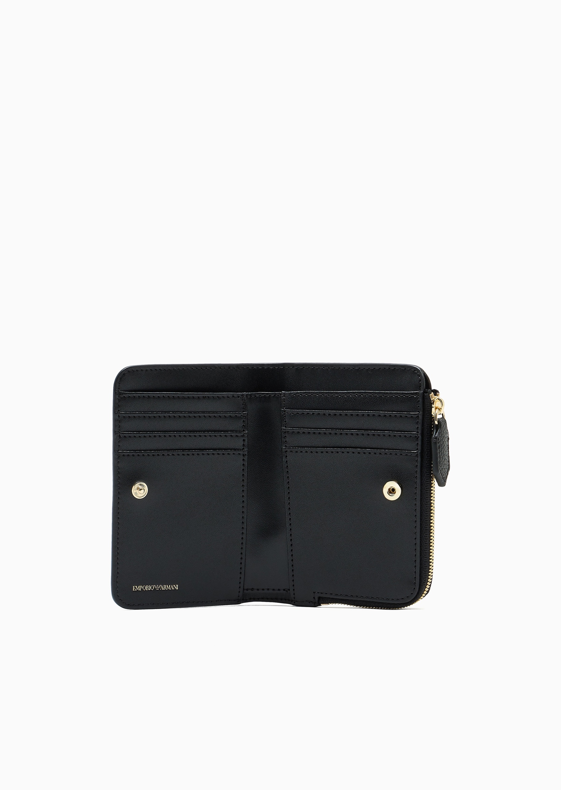 Emporio Armani 女士按扣双折多卡位鹿皮纹手拿钱包