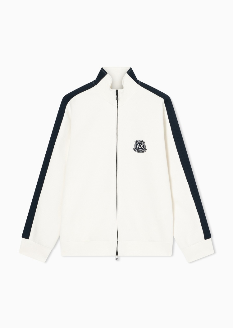 ARMANI EXCHANGE 男士立领拉链撞色复古卫衣夹克外套