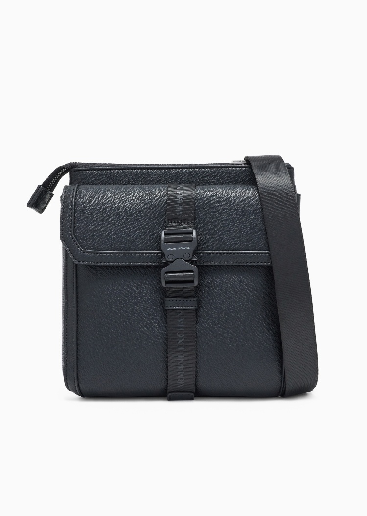 ARMANI EXCHANGE 男士拉链扁平方形调节肩带单肩斜挎邮差包
