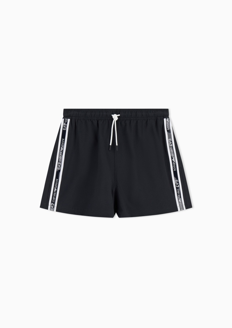 EA7 男士系带腰短款直筒撞色饰带游泳沙滩裤