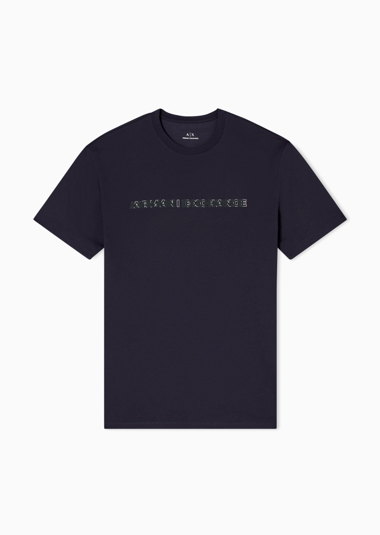 ARMANI EXCHANGE 男士全棉合身短袖圆领正肩字母标识T恤