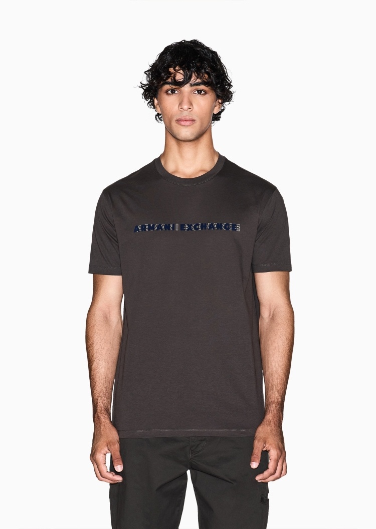 ARMANI EXCHANGE 男士纯棉合身短袖圆领正肩字母标识轻薄T恤