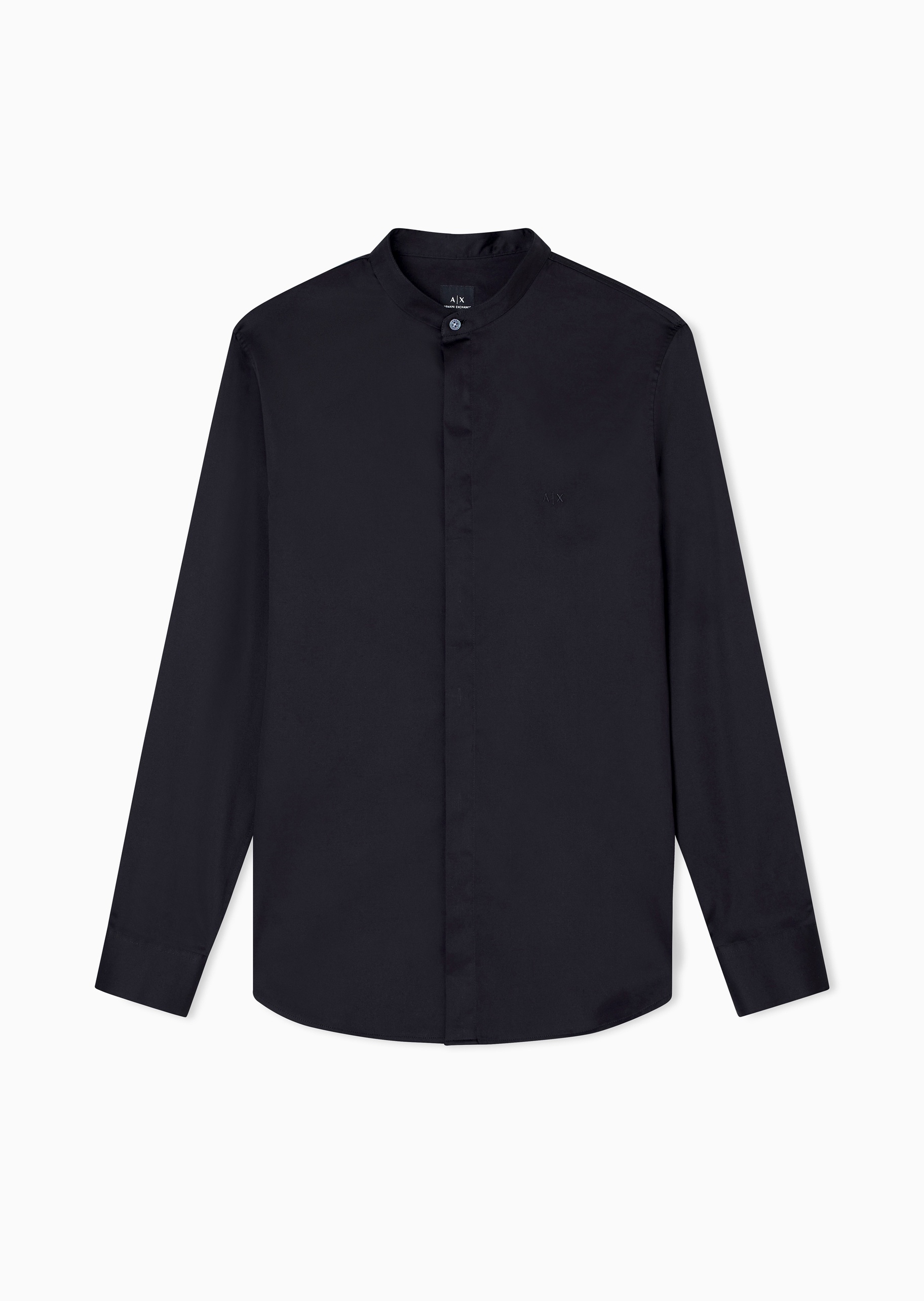 ARMANI EXCHANGE 男士纯棉微弹长袖小立领纯色衬衫