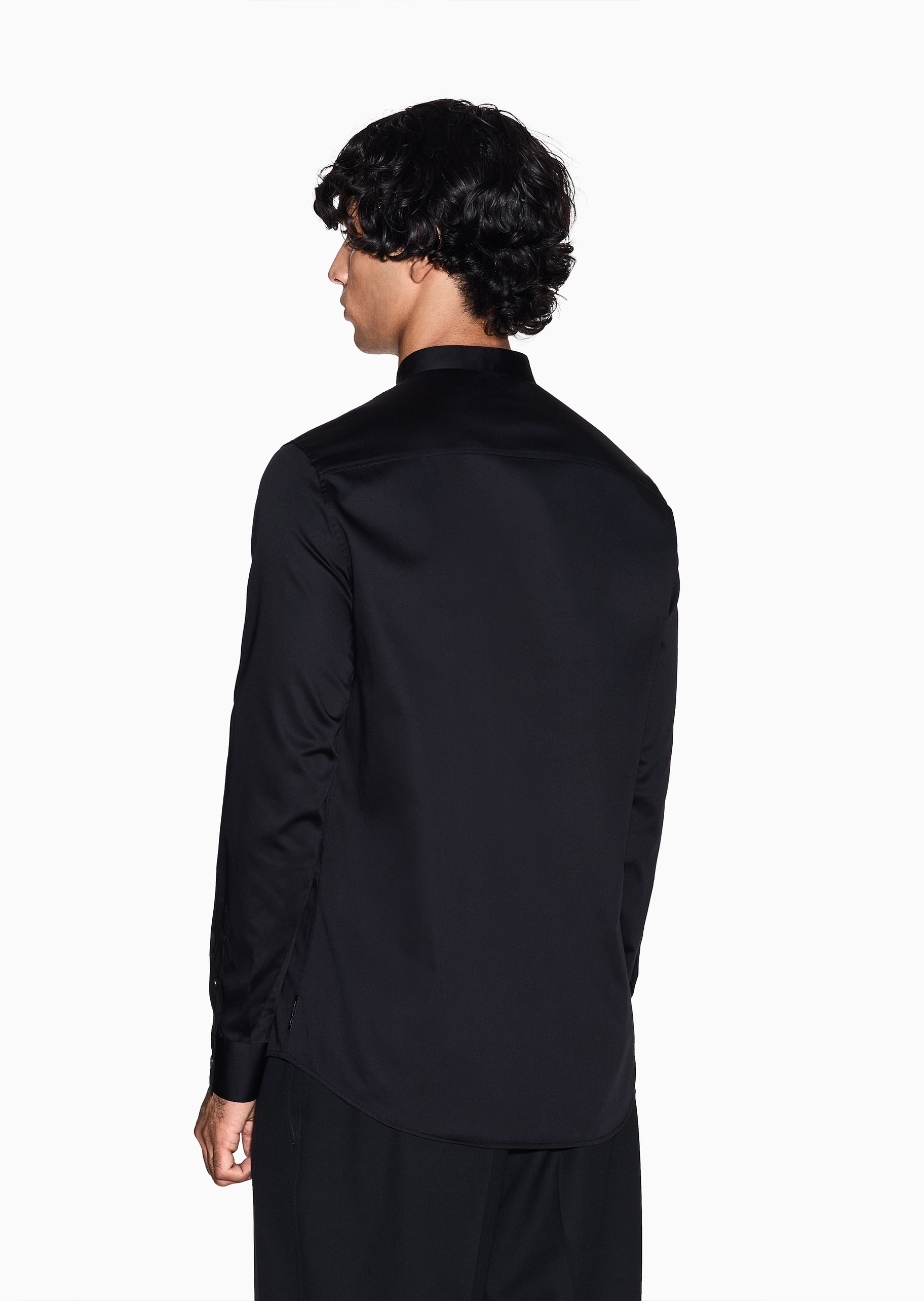 ARMANI EXCHANGE 男士纯棉微弹长袖小立领纯色衬衫