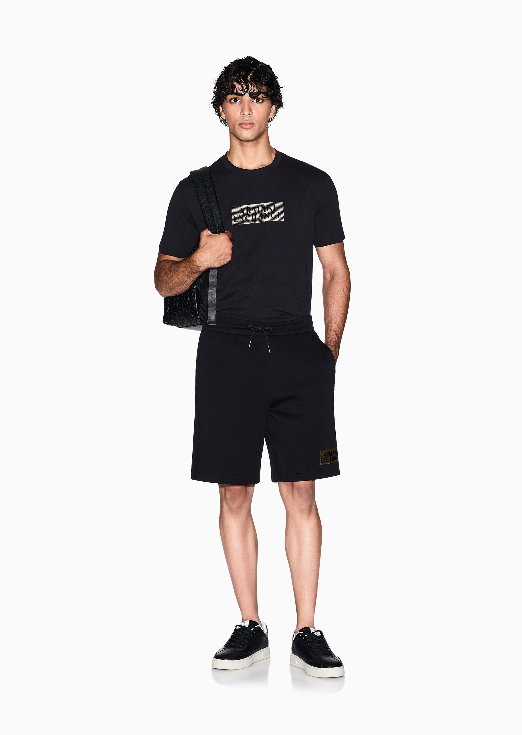 ARMANI EXCHANGE 男士全棉合身短袖圆领正肩纯色轻薄T恤