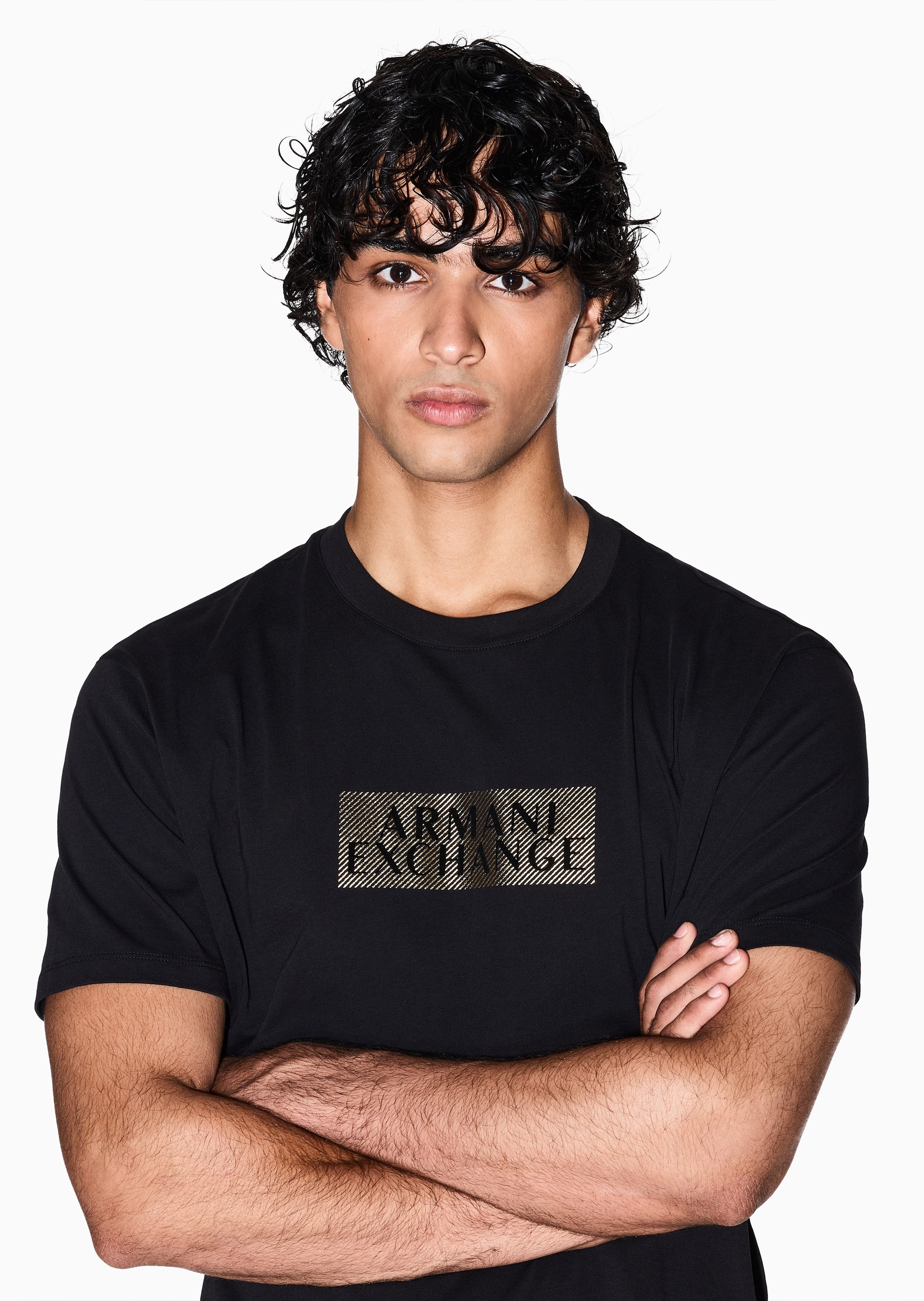 ARMANI EXCHANGE 男士全棉合身短袖圆领正肩纯色轻薄T恤
