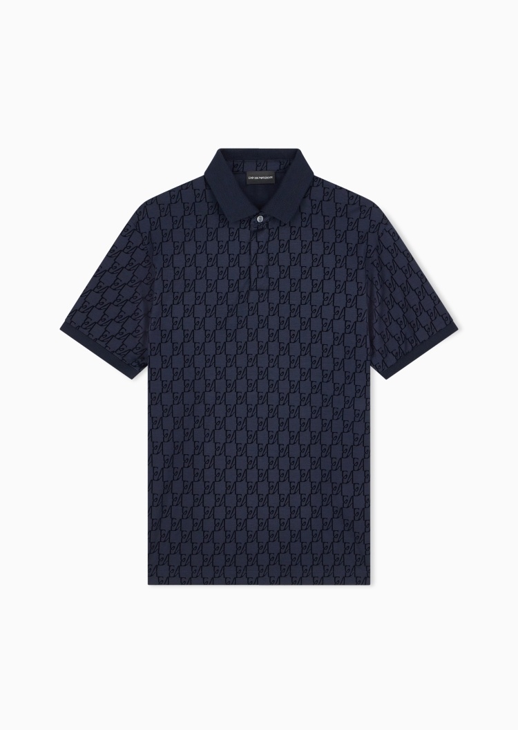 Emporio Armani 男士莱赛尔混纺轻薄短袖翻领植绒Polo衫