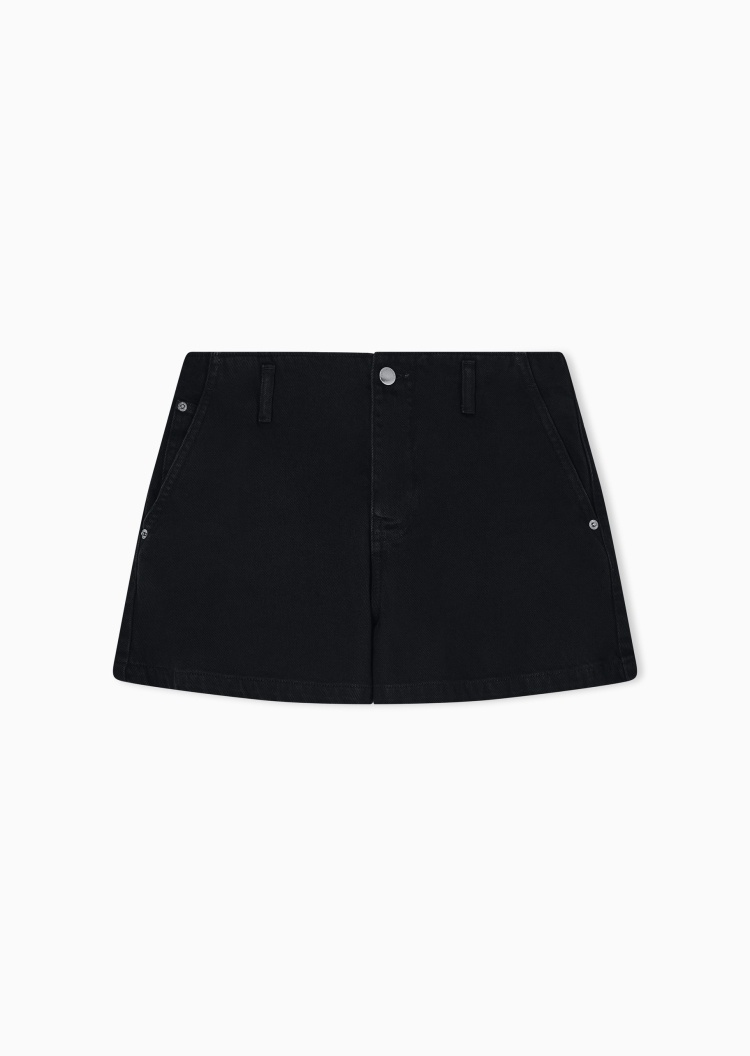 Emporio Armani 女士纯棉宽松高腰直筒水洗牛仔短裤