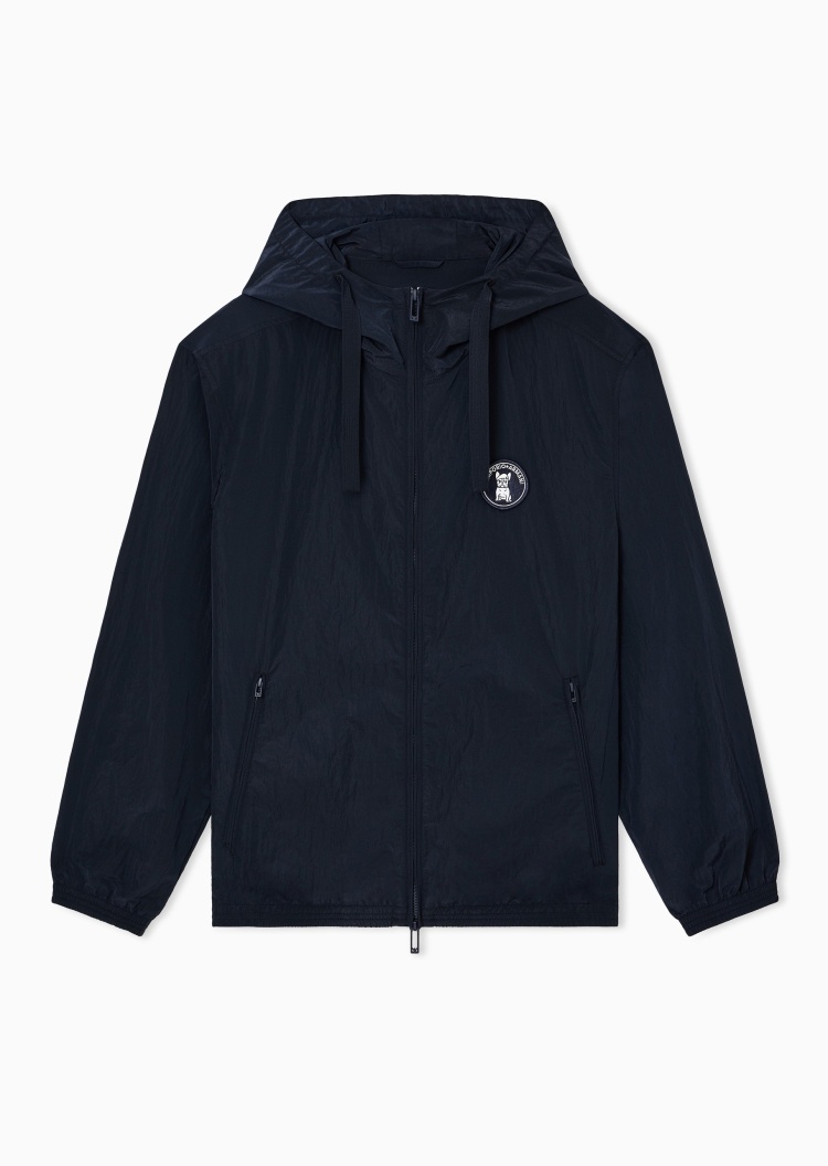 Emporio Armani 男士连帽拉链轻量刺绣夹克外套