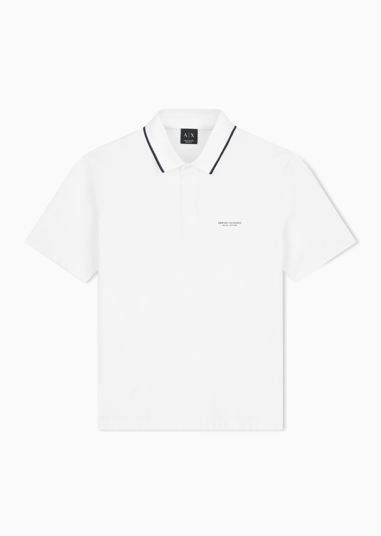 ARMANI EXCHANGE 男士纯棉短袖翻领撞色饰边Polo衫