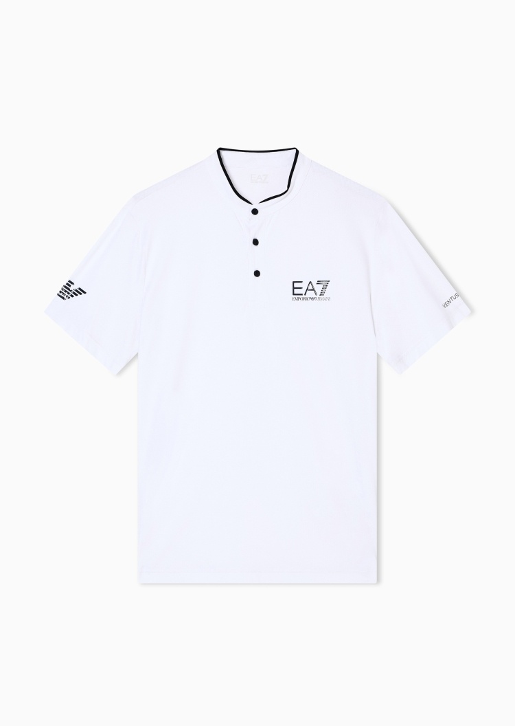 EA7 男士修身短袖立领网球健身训练Polo衫