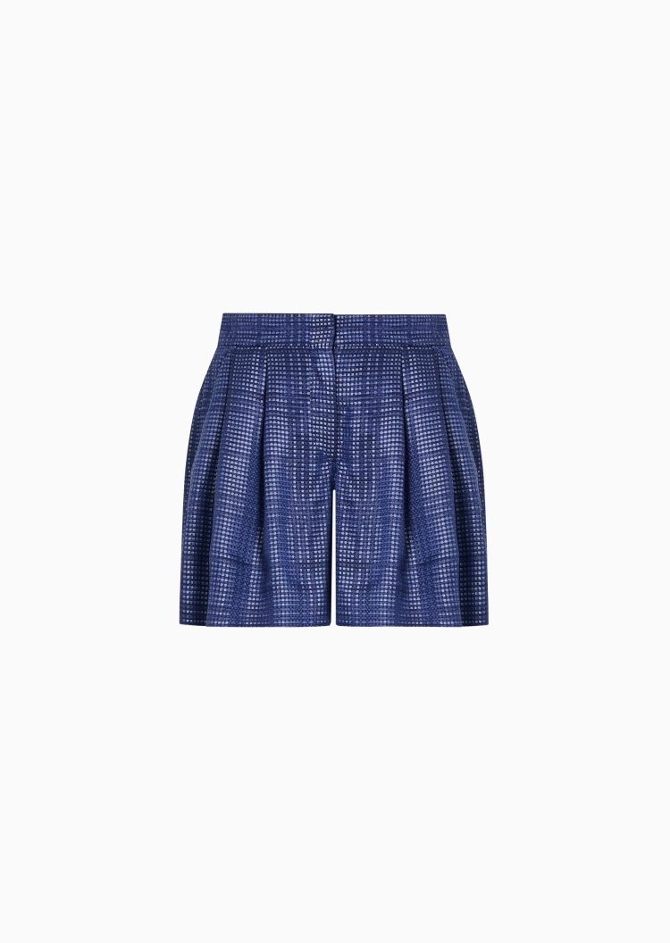 Emporio Armani 女士渐变微型格纹光泽感秀场同款短裤