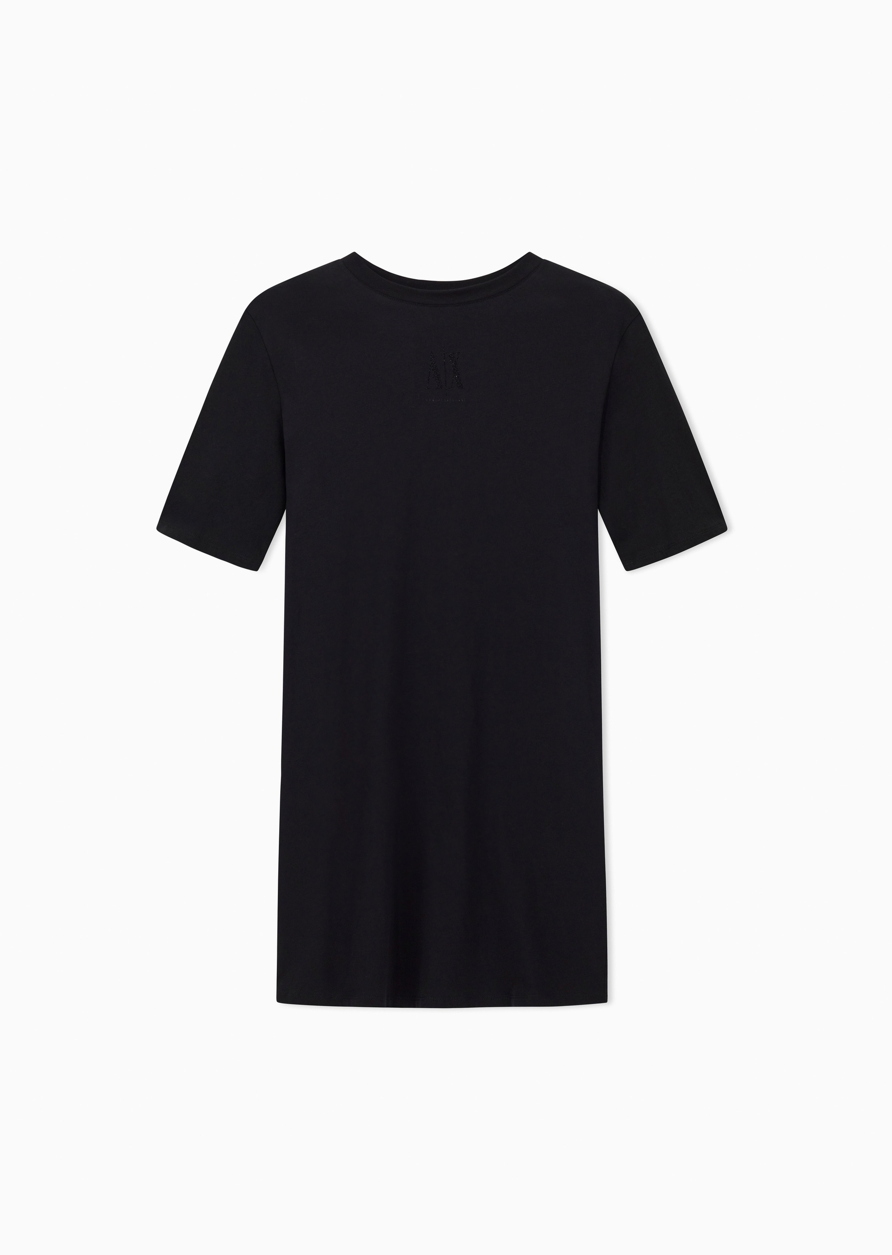 ARMANI EXCHANGE 女士全棉短袖直筒水钻徽标连衣裙