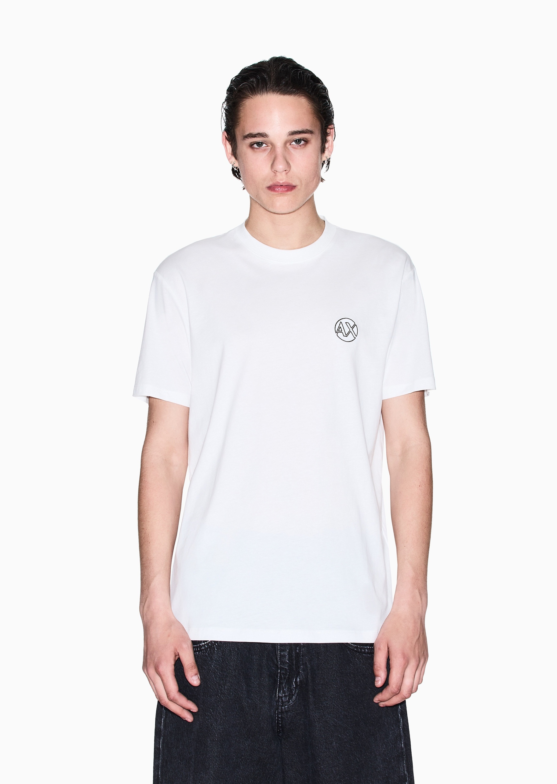ARMANI EXCHANGE 男士全棉合身短袖圆领正肩纯色T恤