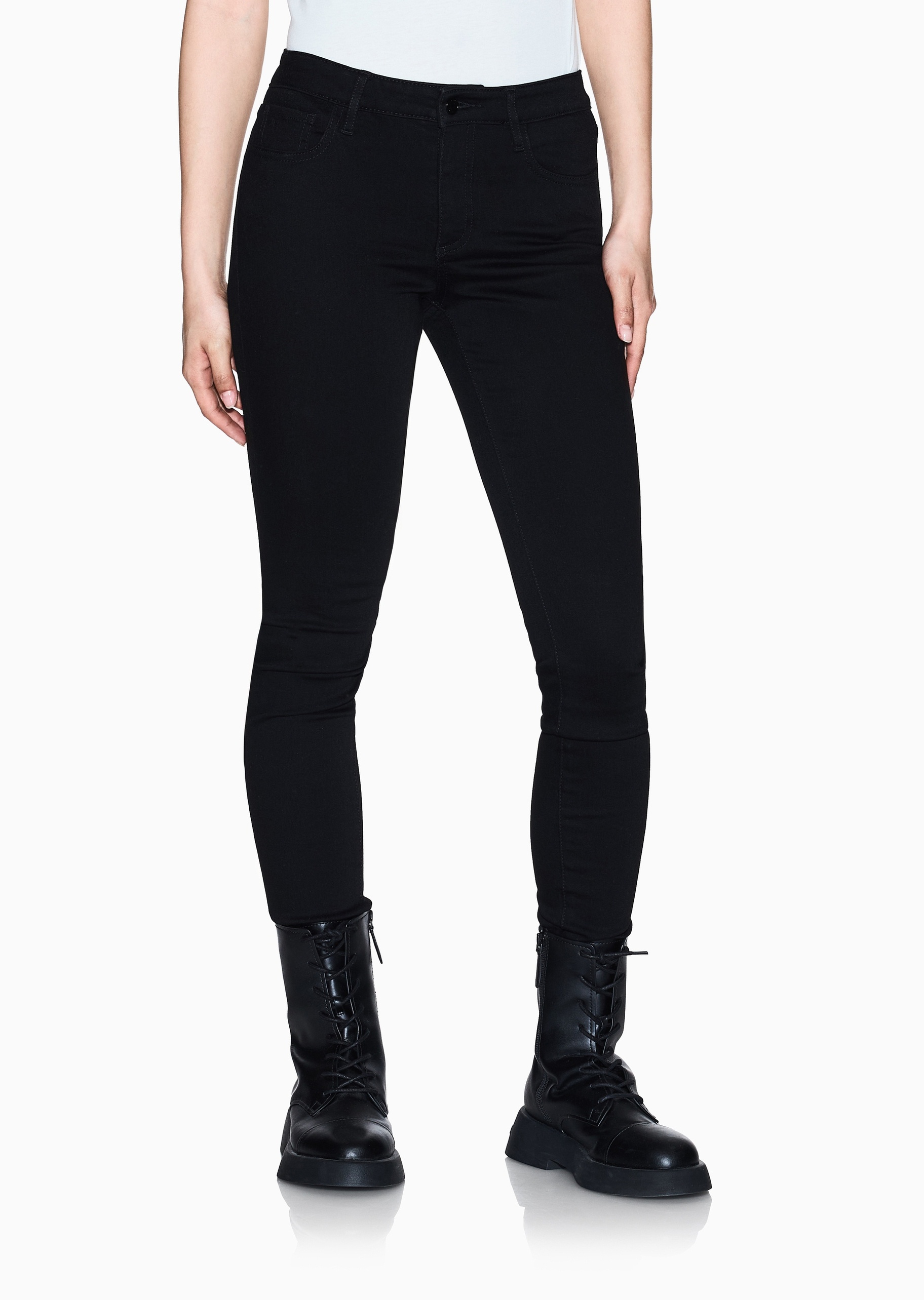 ARMANI EXCHANGE 女士棉质微弹紧身中腰长款铅笔窄脚牛仔裤