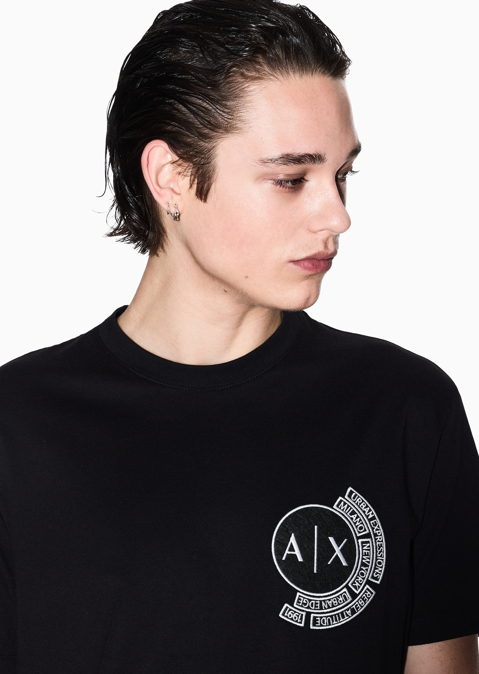 ARMANI EXCHANGE 男士纯棉宽松短袖圆领正肩刺绣T恤