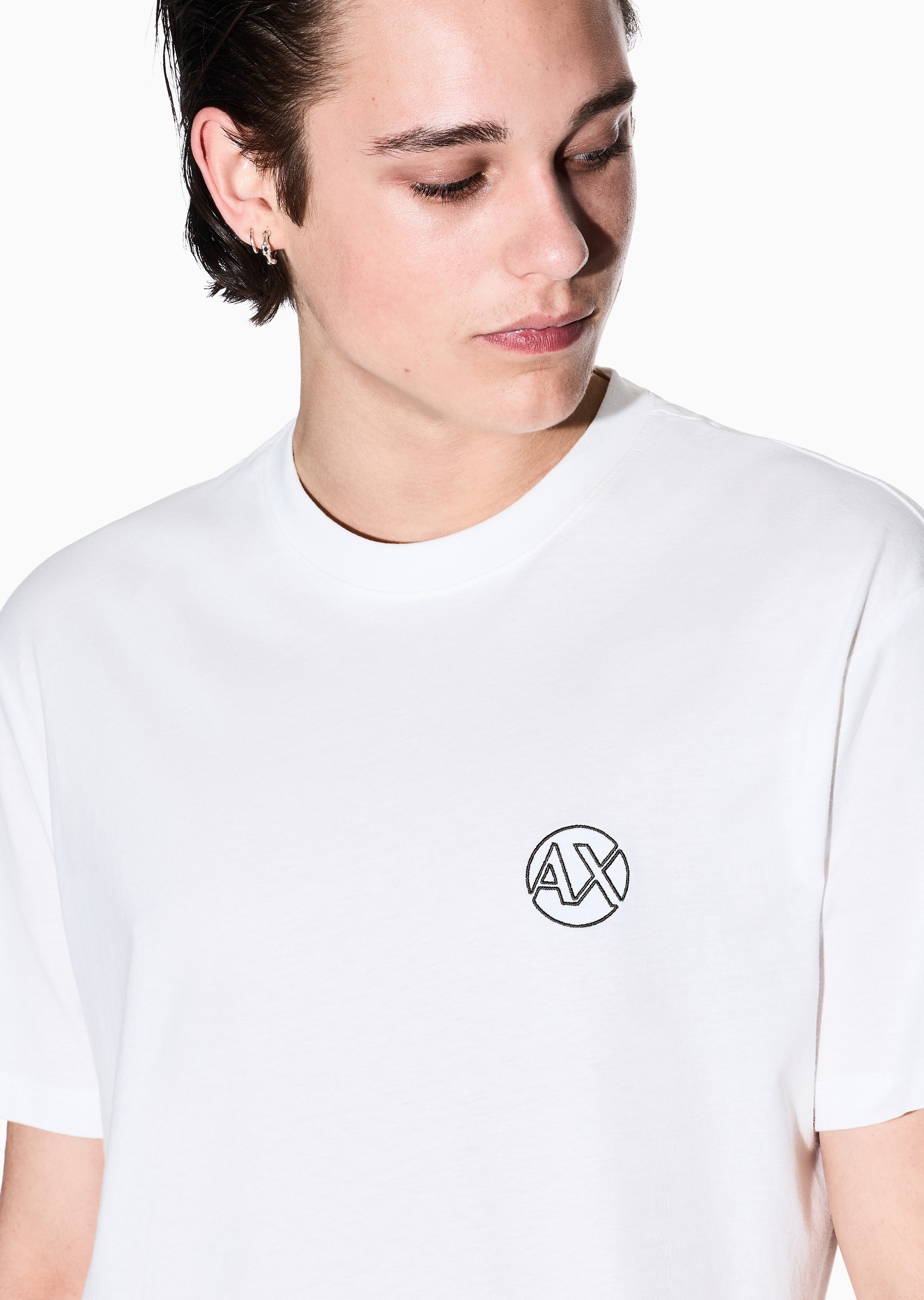 ARMANI EXCHANGE 男士全棉合身短袖圆领正肩纯色T恤