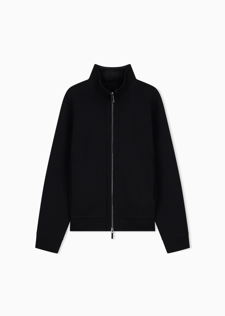 Emporio Armani 男士立领合身加绒重磅拉链开衫卫衣夹克外套