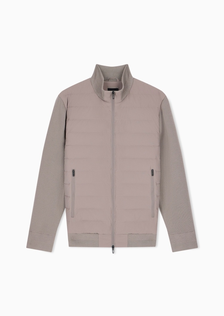 Emporio Armani 男士轻薄立领拼接通勤排骨羽绒服外套
