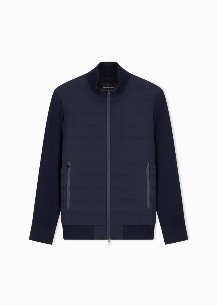 Emporio Armani 男士轻薄立领拼接通勤排骨羽绒服外套