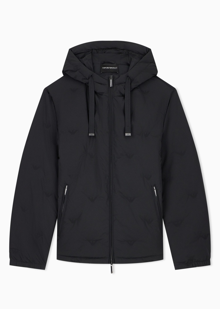 Emporio Armani 男士连帽直身通勤拉链羽绒服外套
