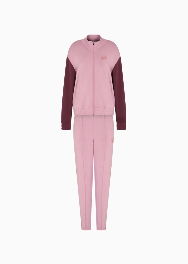 EA7 女士弹力立领开衫长款卫裤运动套装