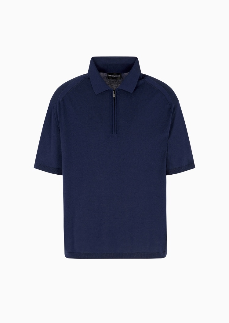 Emporio Armani 男士Polo领翻领商务半拉链针织毛衣