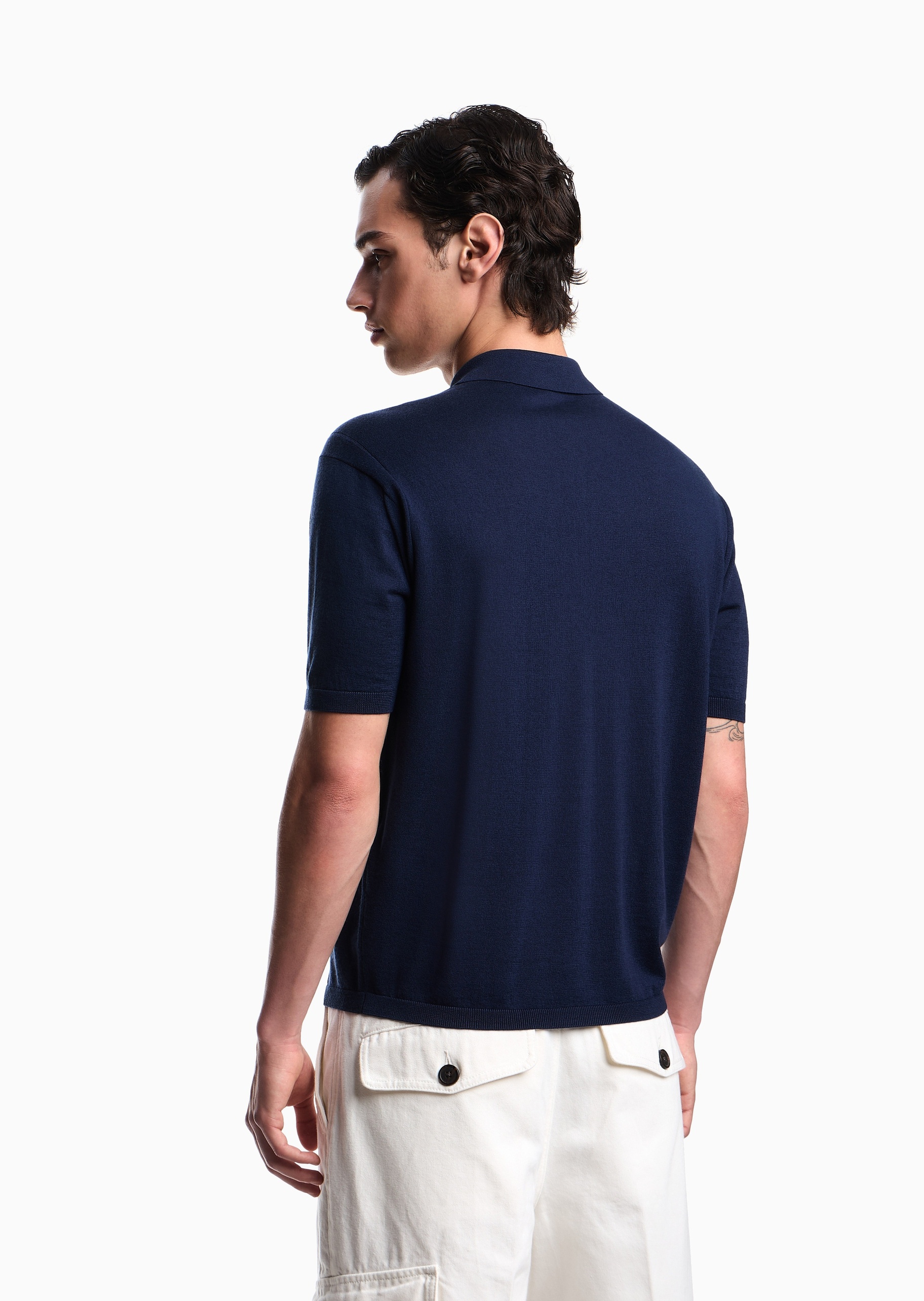 Emporio Armani 男士Polo领翻领商务半拉链针织毛衣