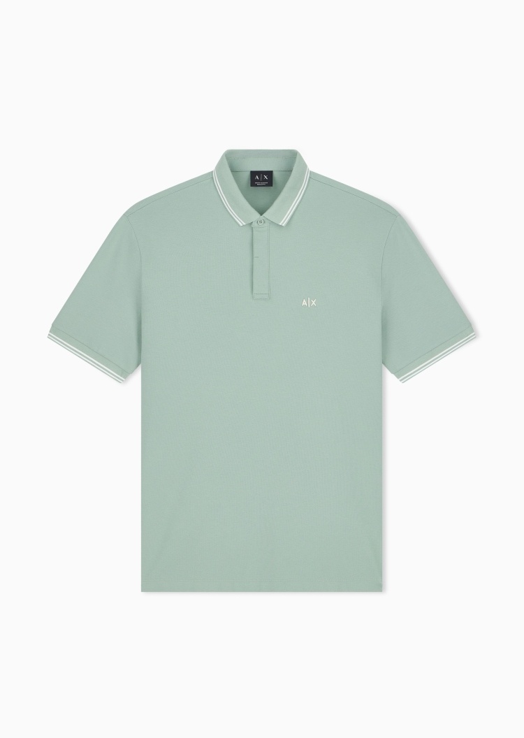 ARMANI EXCHANGE 男士微弹短袖翻领刺绣徽标Polo衫