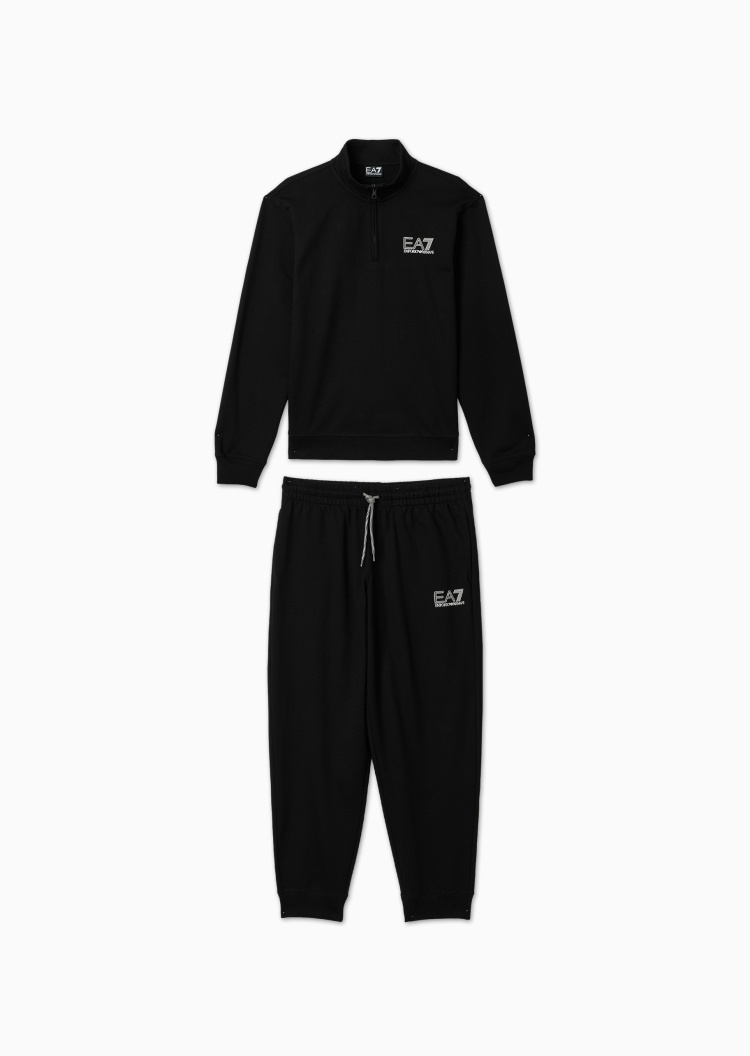 EA7 男士纯棉立领半拉链卫衣卫裤毛圈运动套装