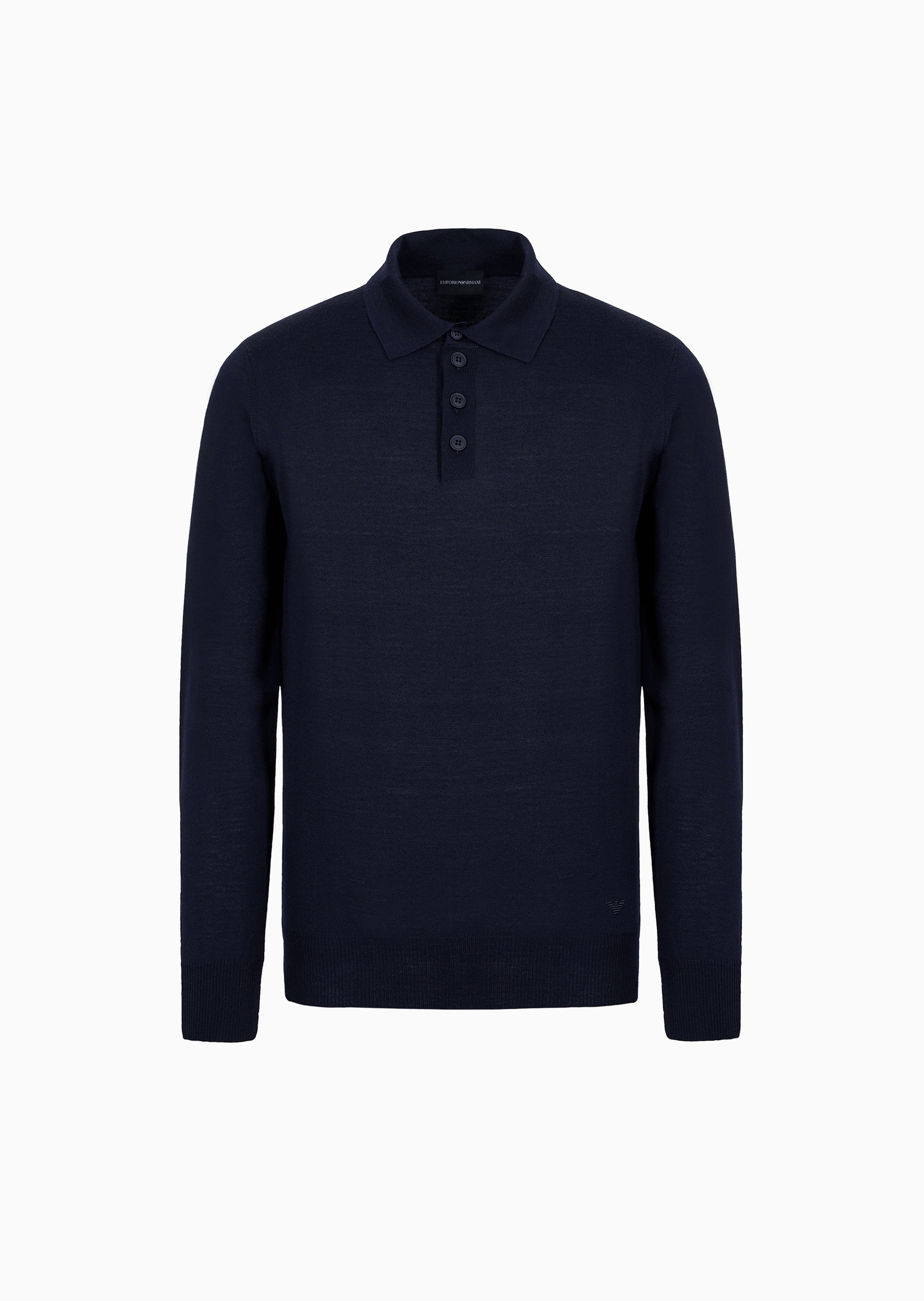 Emporio Armani 男士绵羊毛Polo领老钱风套头针织毛衣