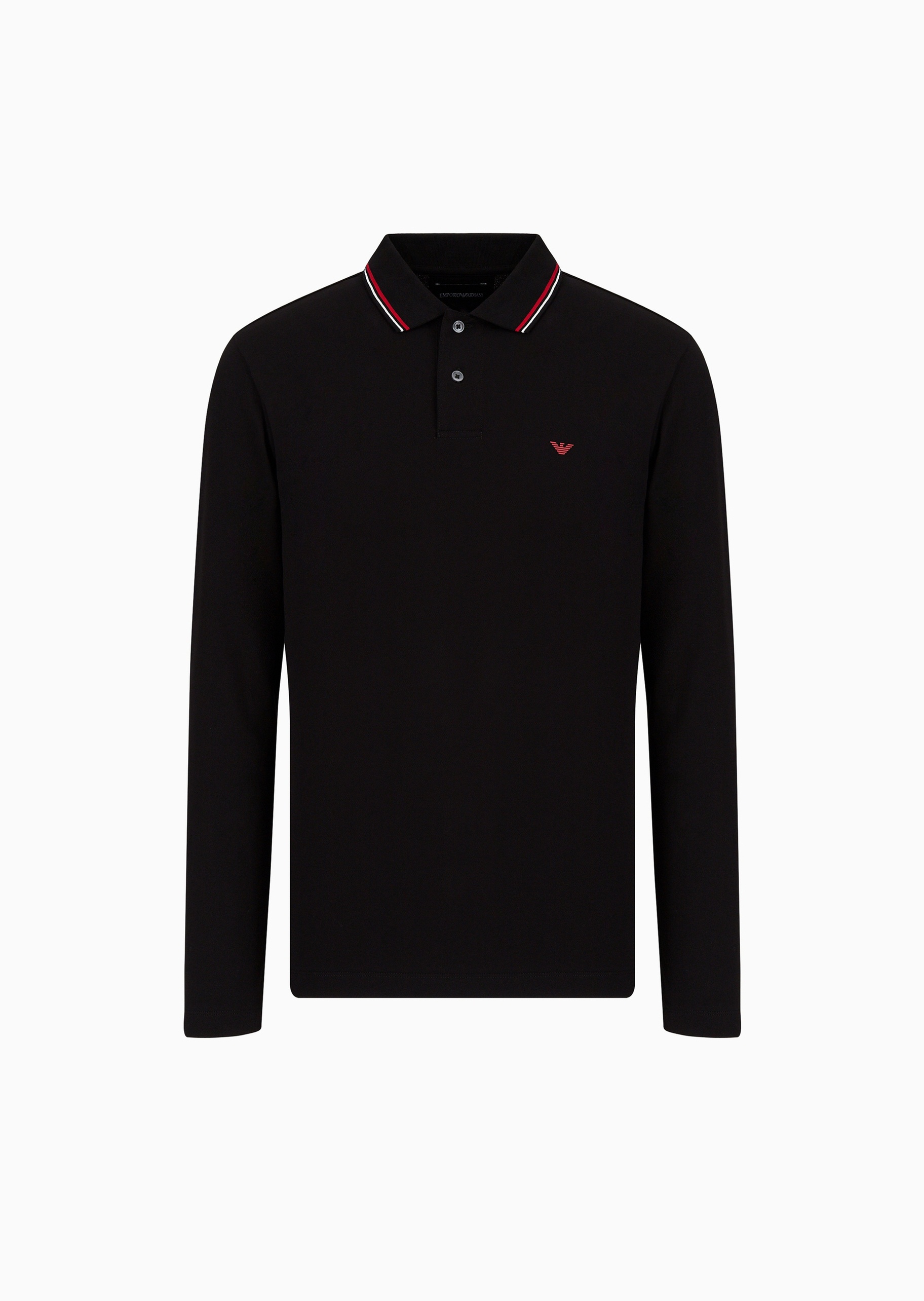 Emporio Armani 男士纯棉微弹修身长袖翻领多色Polo衫