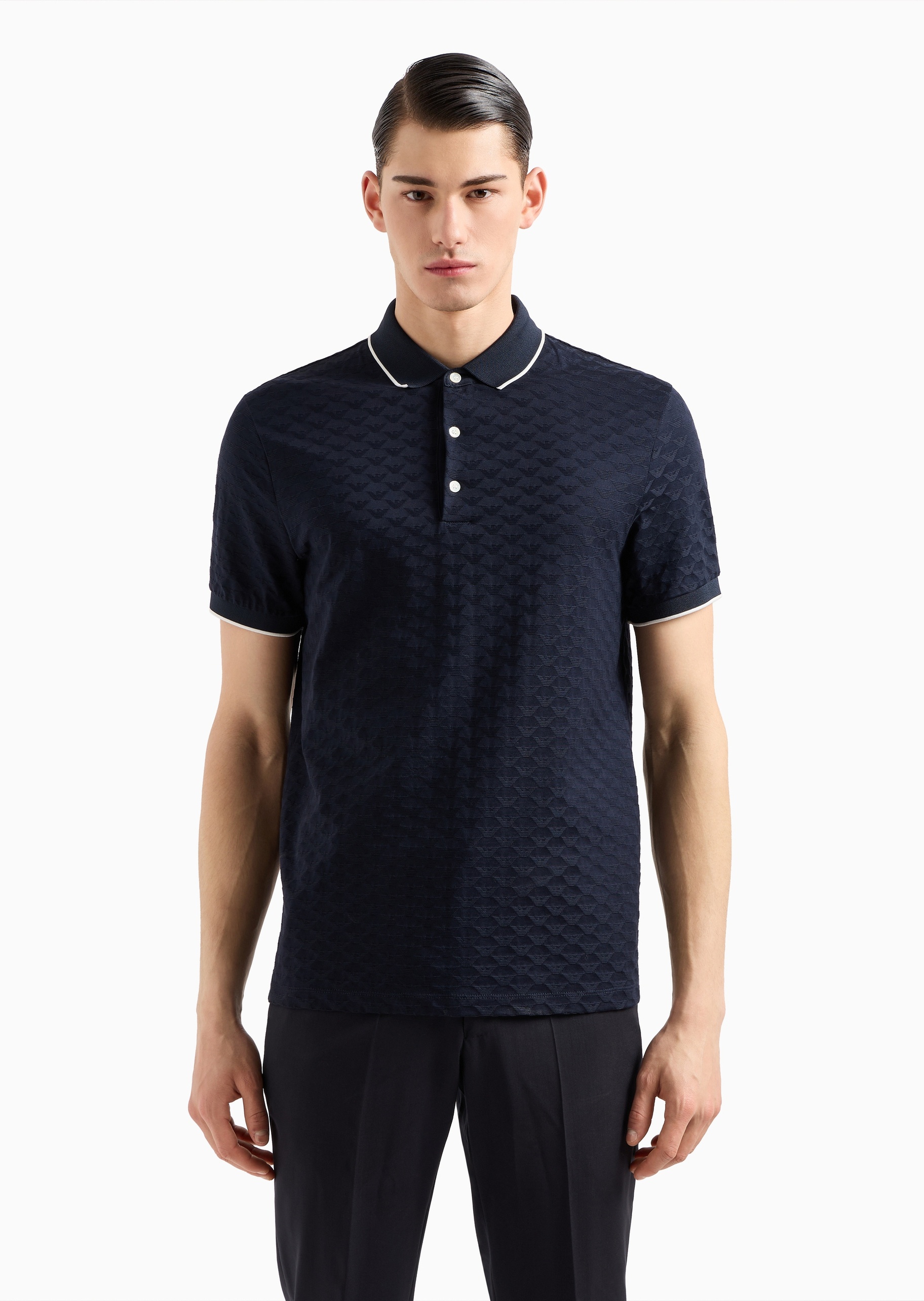 Emporio Armani 男士纯棉合身短袖翻领Polo衫